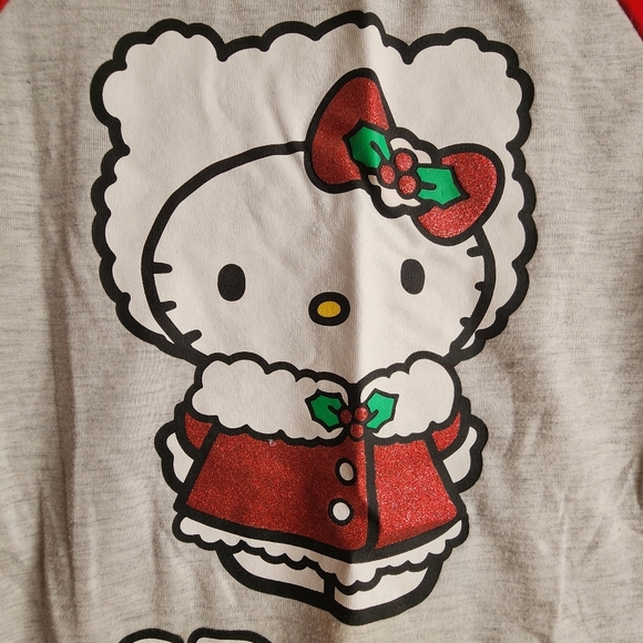 Hello Kitty snow cute Christmas holiday long sleeve shirt Size L 10-12 - Picture 4 of 11